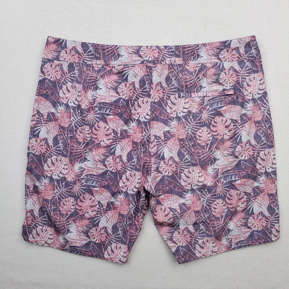 Travis Mathew Board Shorts Mens 42 Blue Pink Hawaiian Foot The Bill Bathing Suit